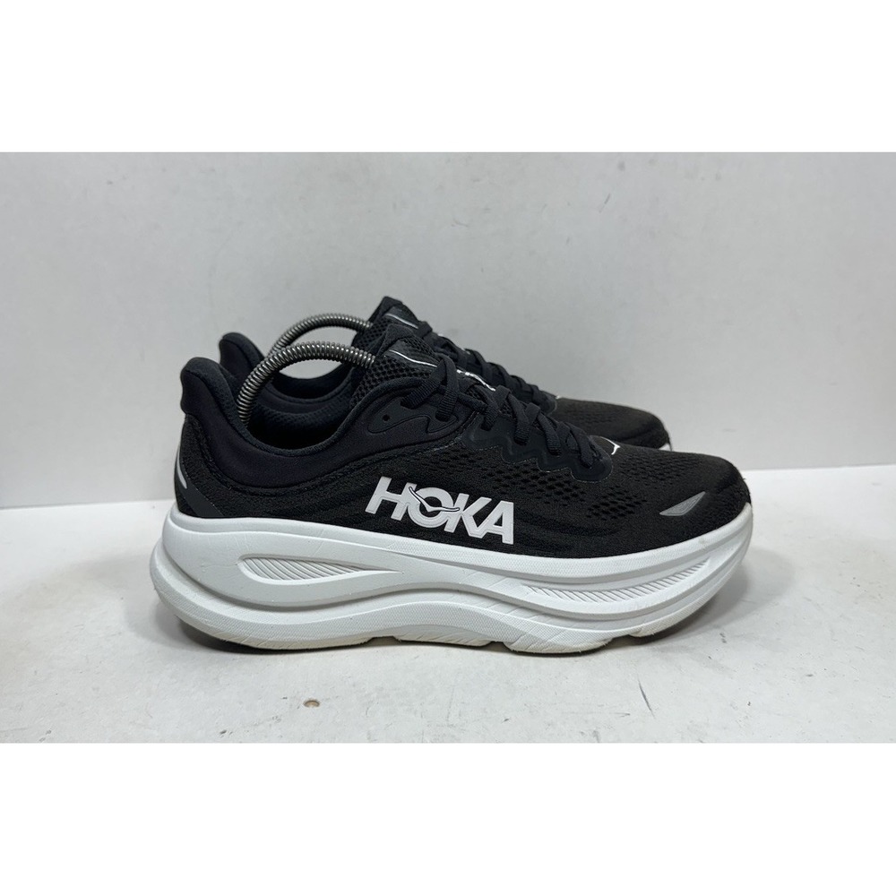 Hoka One One Bondi 9 Mens Size 9 Black White Running Sneakers Shoe 1162011 BWHT